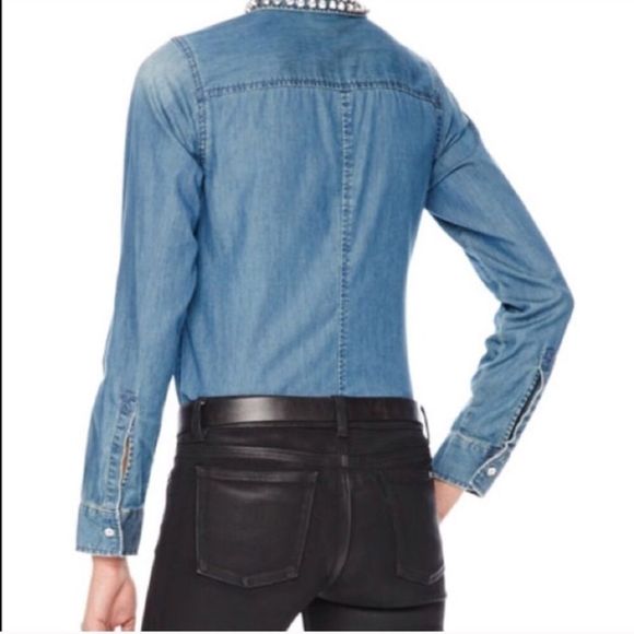 Michael Kors Chrystal-Collar Denim Shirt - Picture 2 of 7